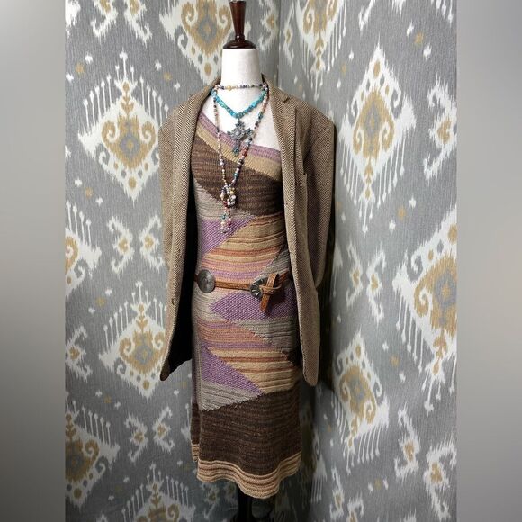 Ralph Lauren Pastel Painted Desert Serape One Shoulder Hand-Knit Dress - Picture 5 of 16
